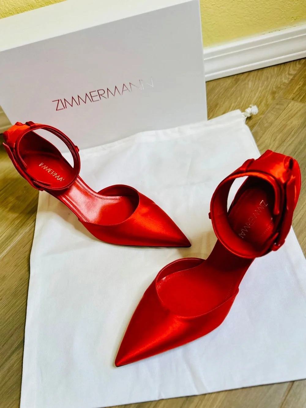 EUC Zimmermann Surf Satin Pumps in Ruby